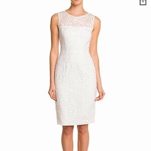 NWT BCBG MaxAzaria White Alice Embroidered Lace Sheath Dress Size 0